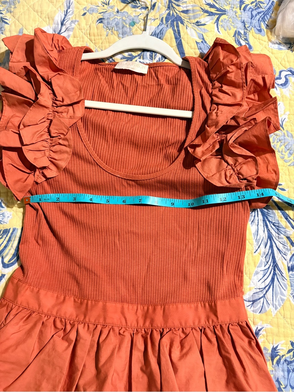 Ulla Johnson Orange Ruffled Tiered Dress for Kids - Picture 5 of 9